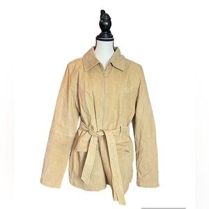 Marcelle Renee suede full zip jacket lightweight tied waist XL